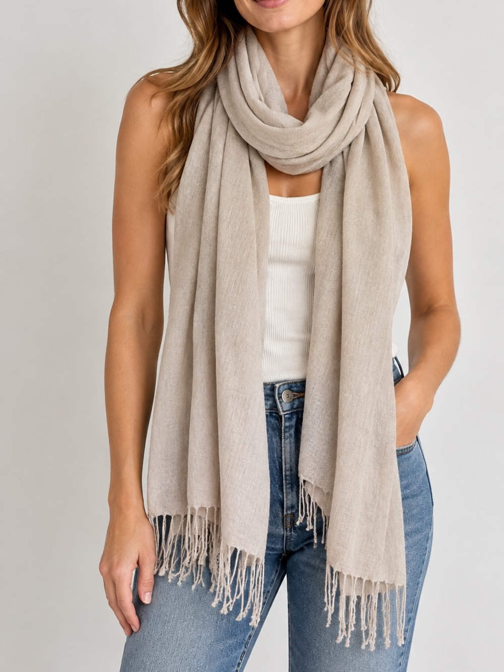Nordstrom Wool Cashmere Tan Wrap Scarf